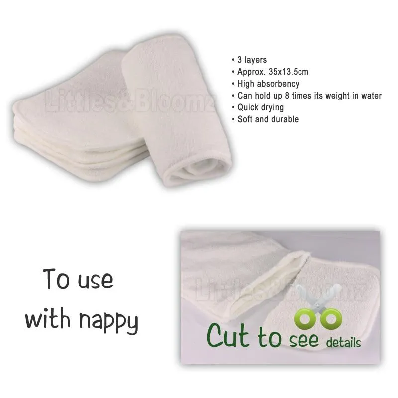 Baby Reusable Microfibre Bamboo Charcoal Nappy Boosters Washable Inserts  Liners