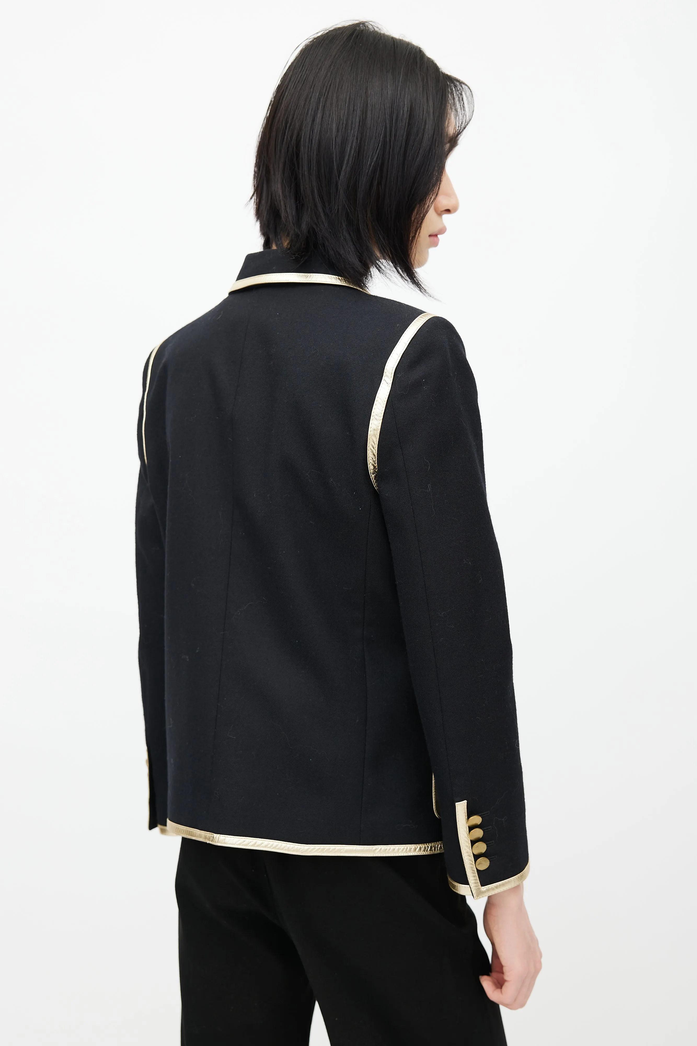 Black & Gold Wool Blazer