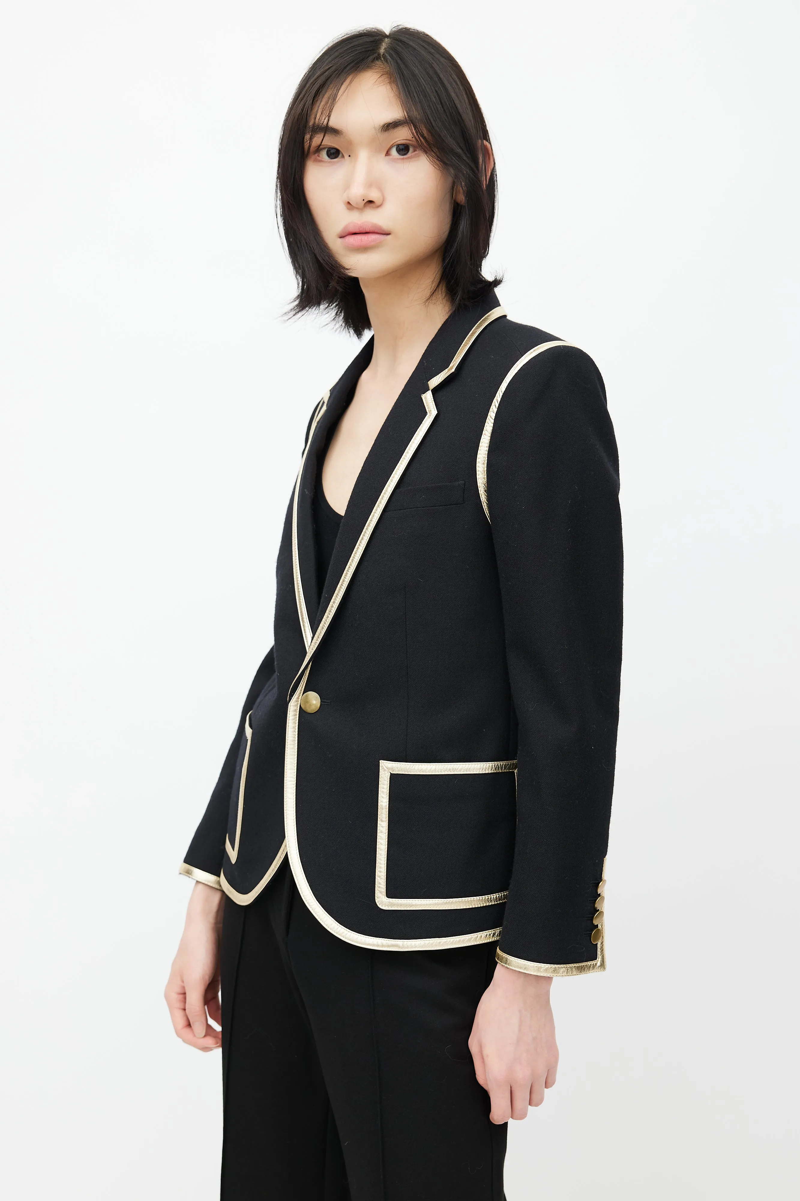 Black & Gold Wool Blazer