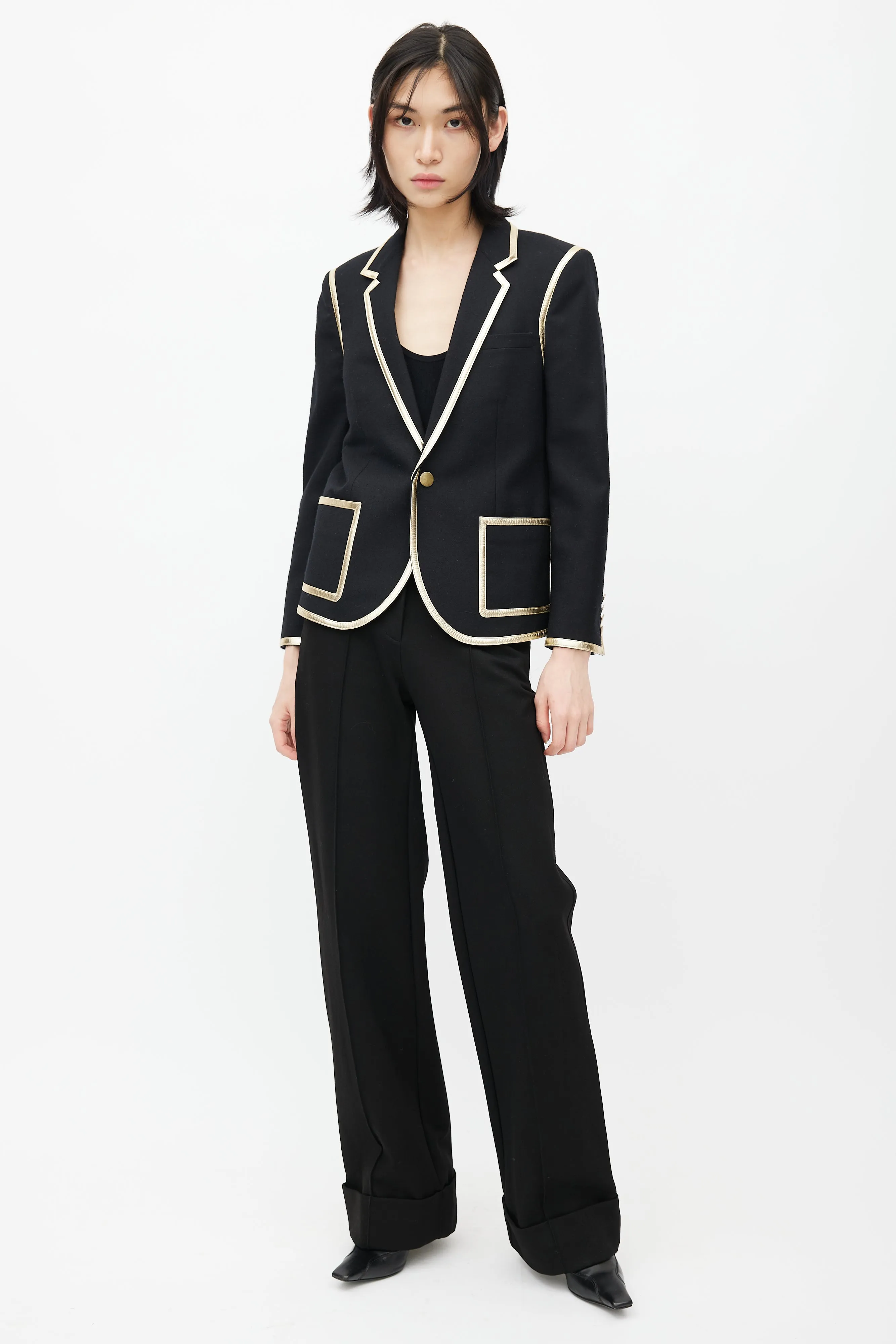 Black & Gold Wool Blazer