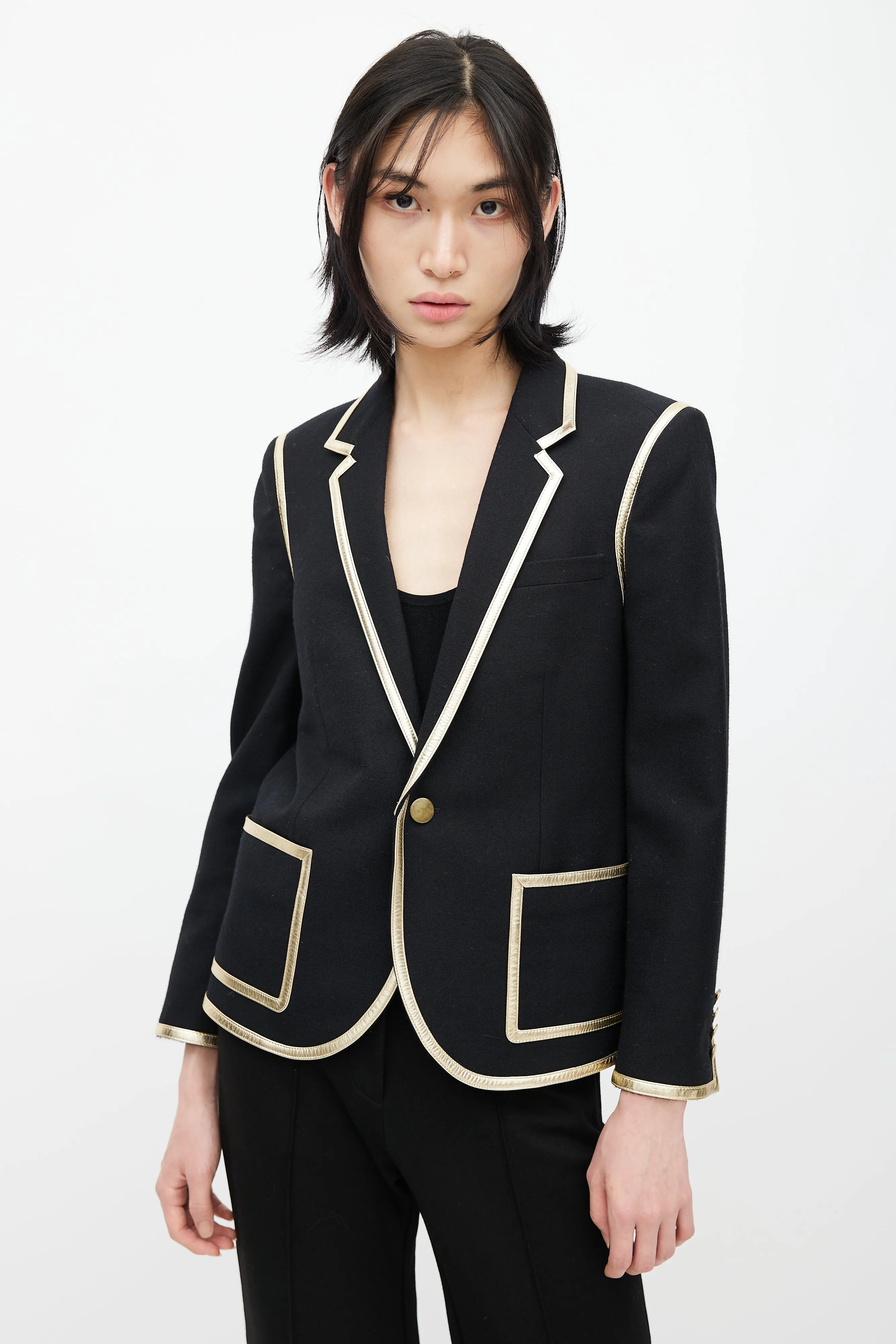 Black & Gold Wool Blazer