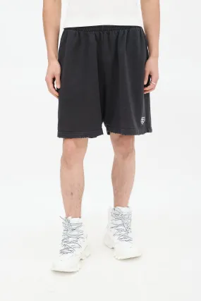 Black Cotton BB Paris Distressed Shorts