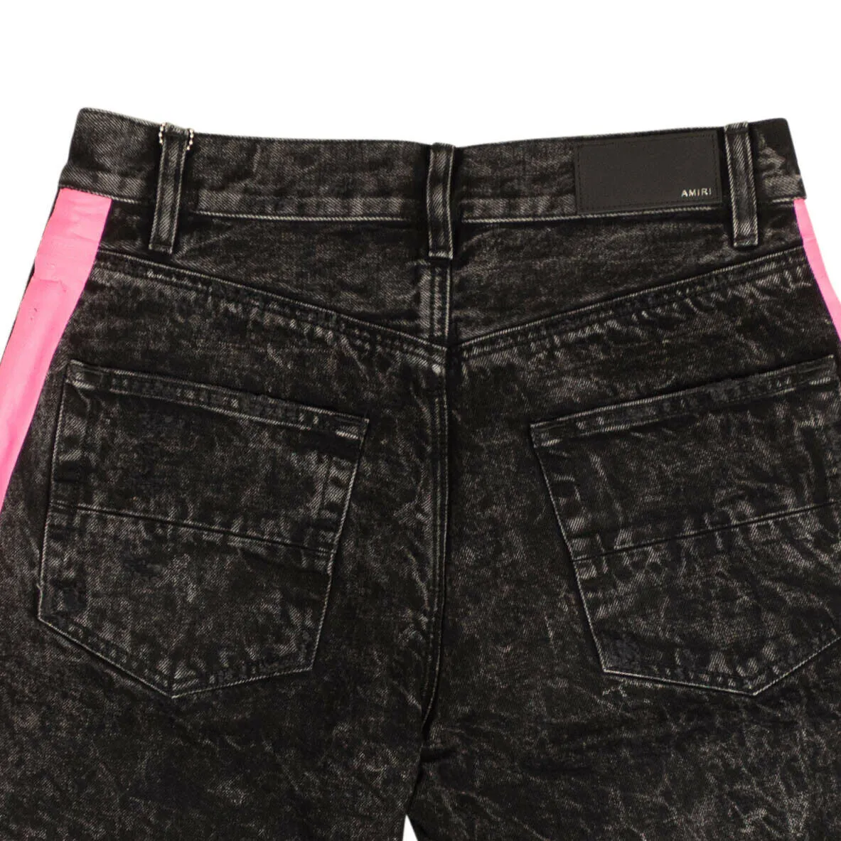Black Denim Neon Pink Thrasher Shorts
