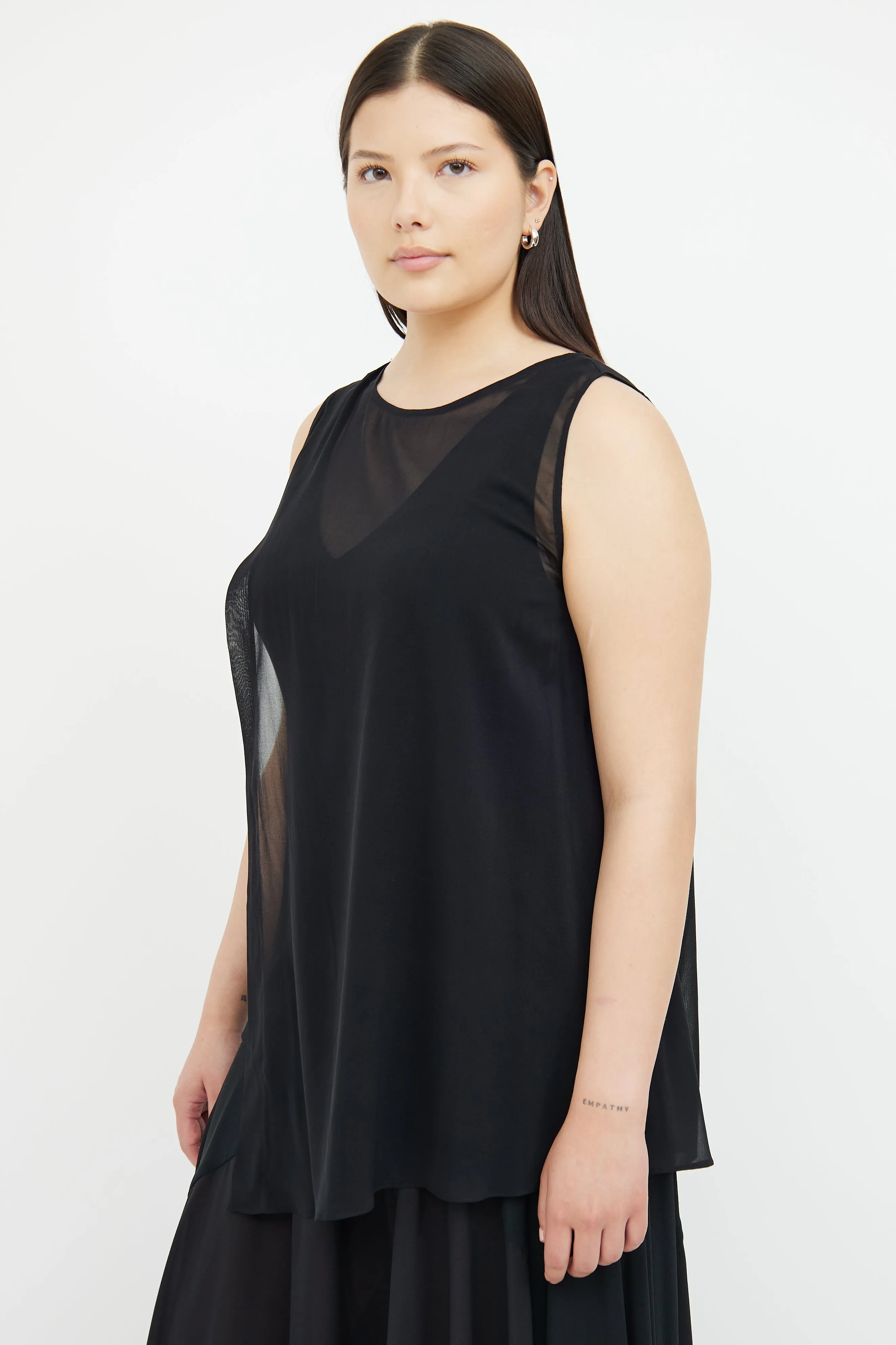 Black Silk Overlay Top