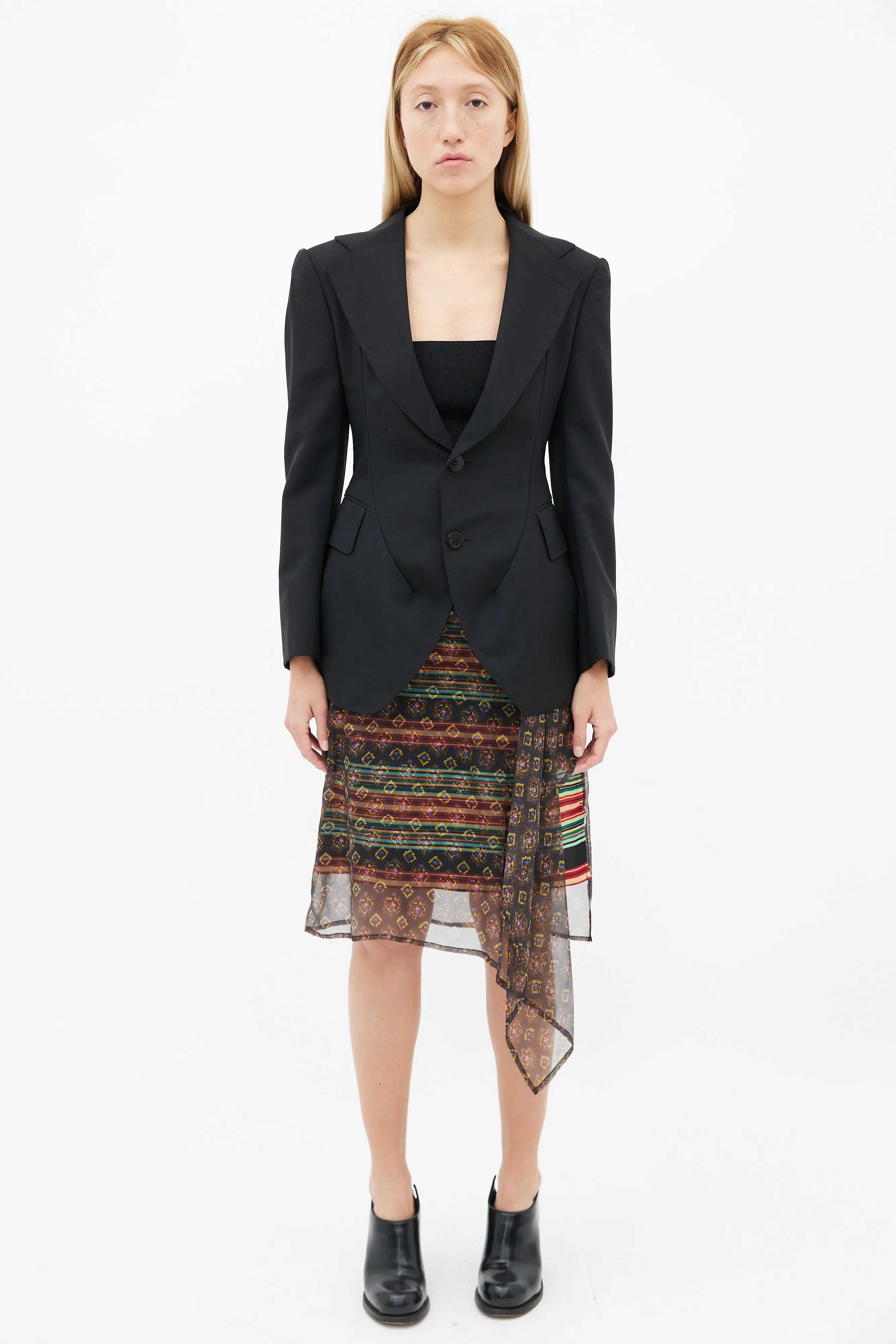 Black Wool Cut-Out Back Blazer