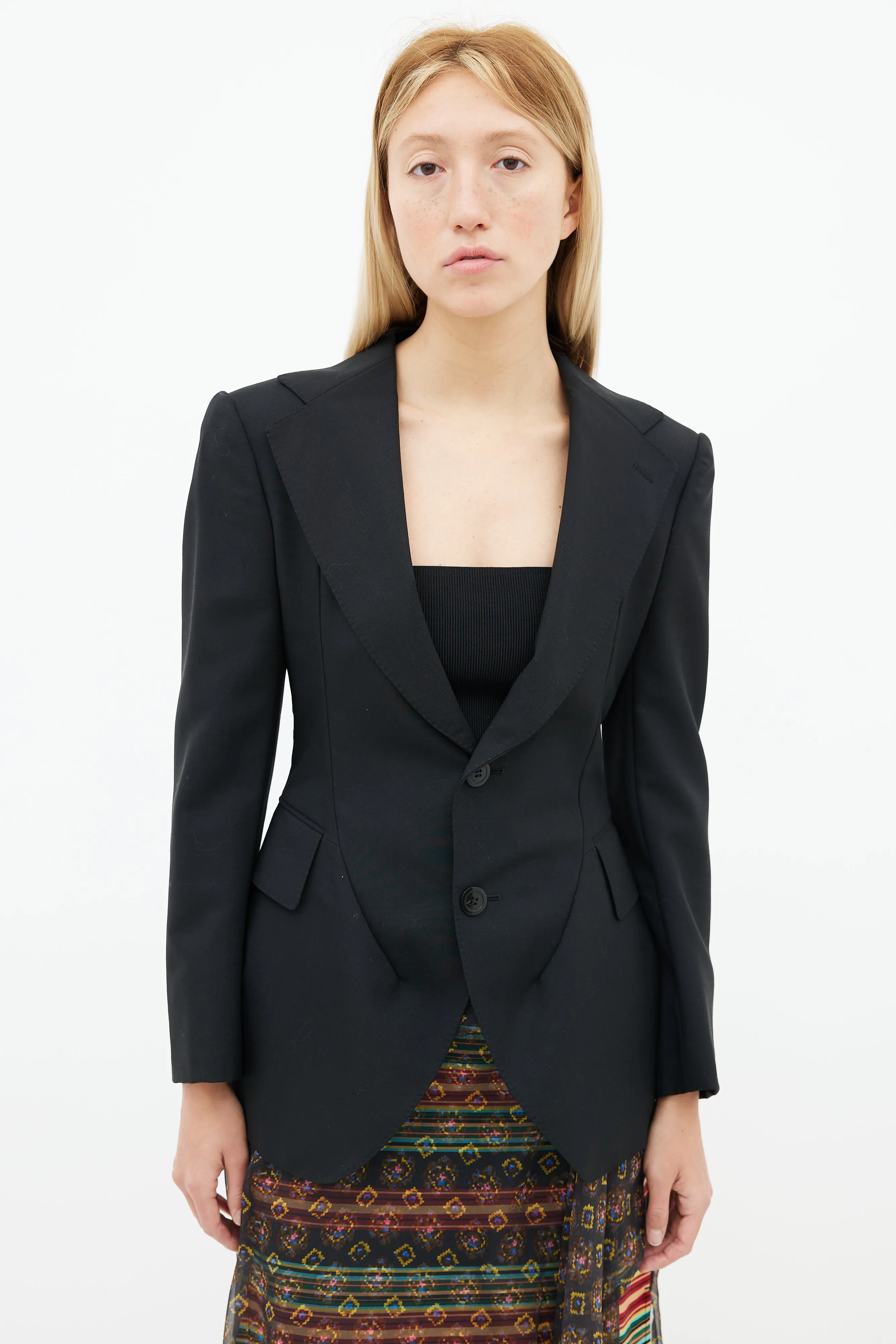 Black Wool Cut-Out Back Blazer