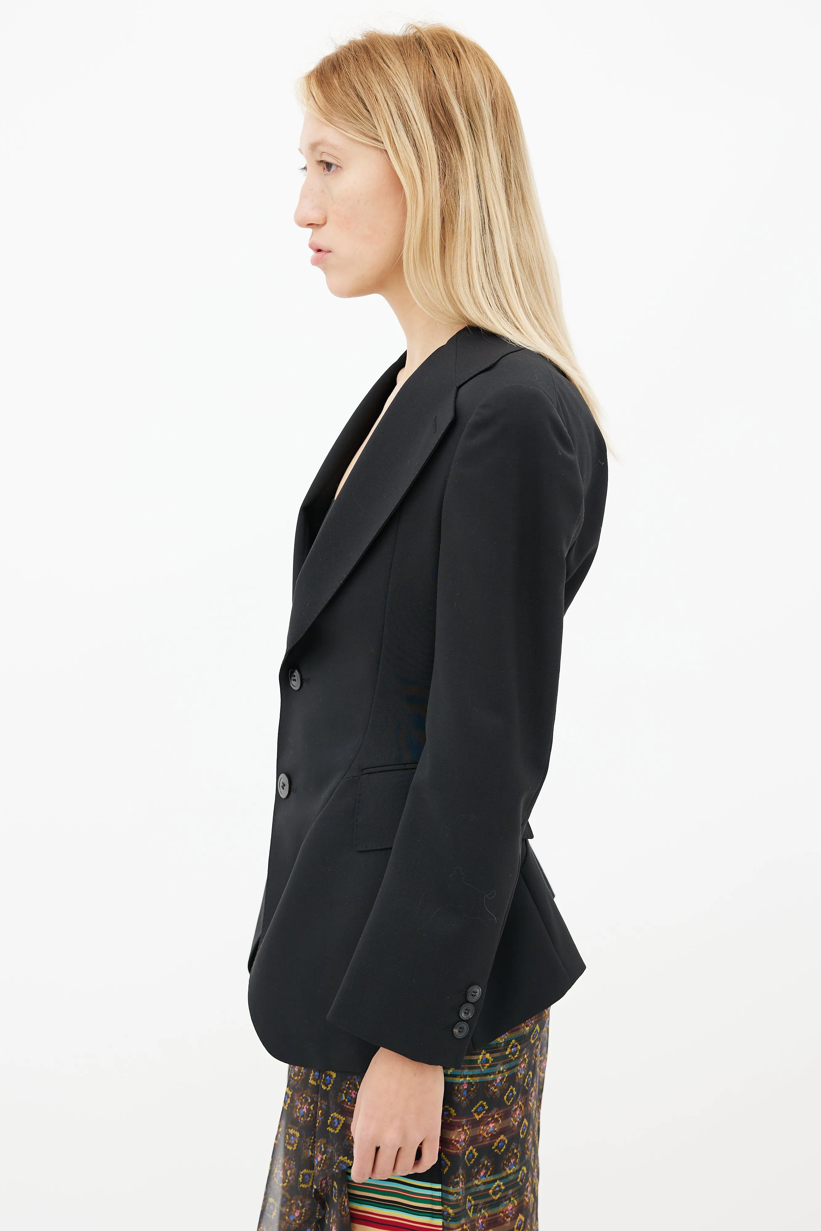 Black Wool Cut-Out Back Blazer
