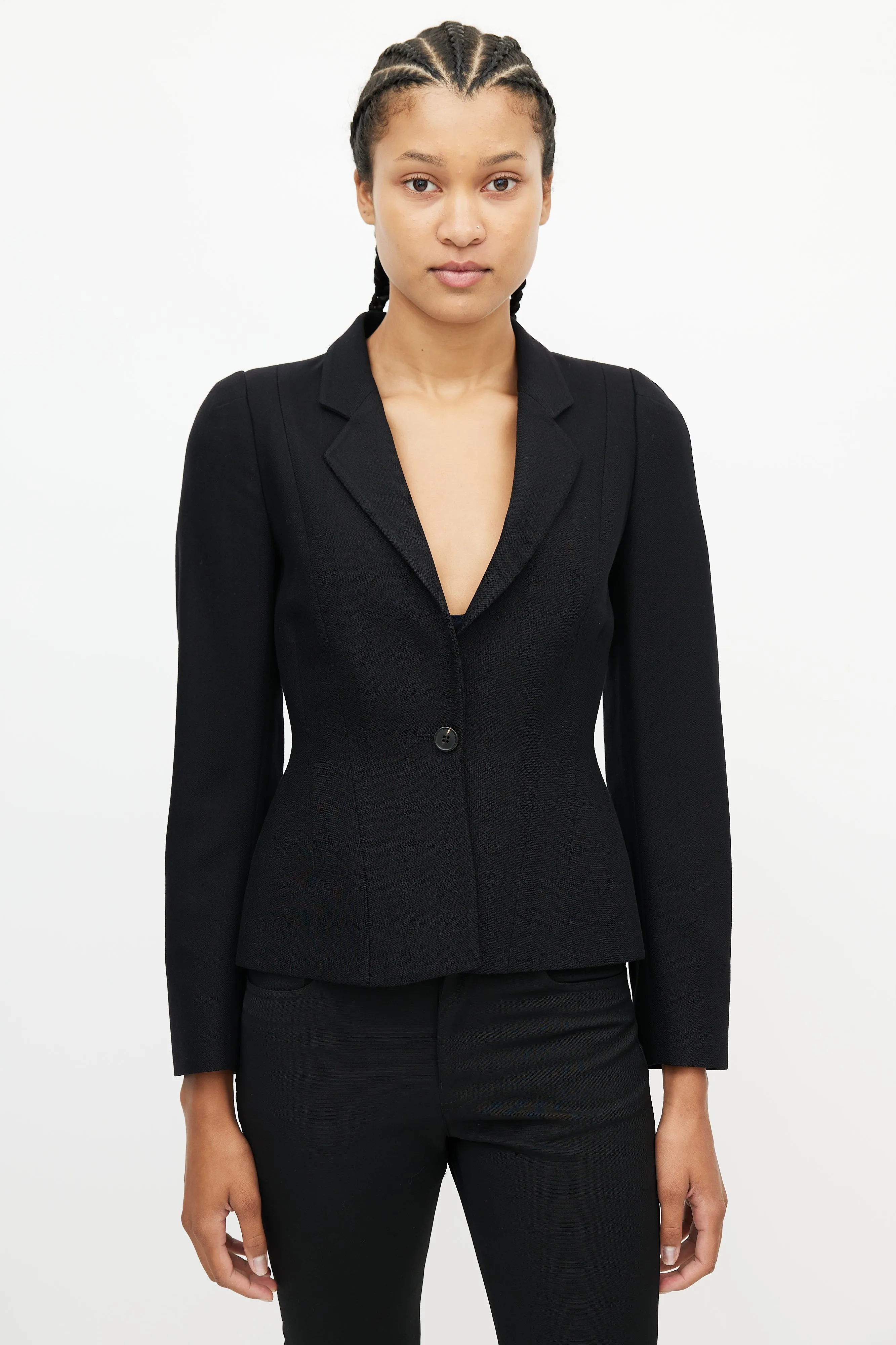 Black Wool Darted Blazer