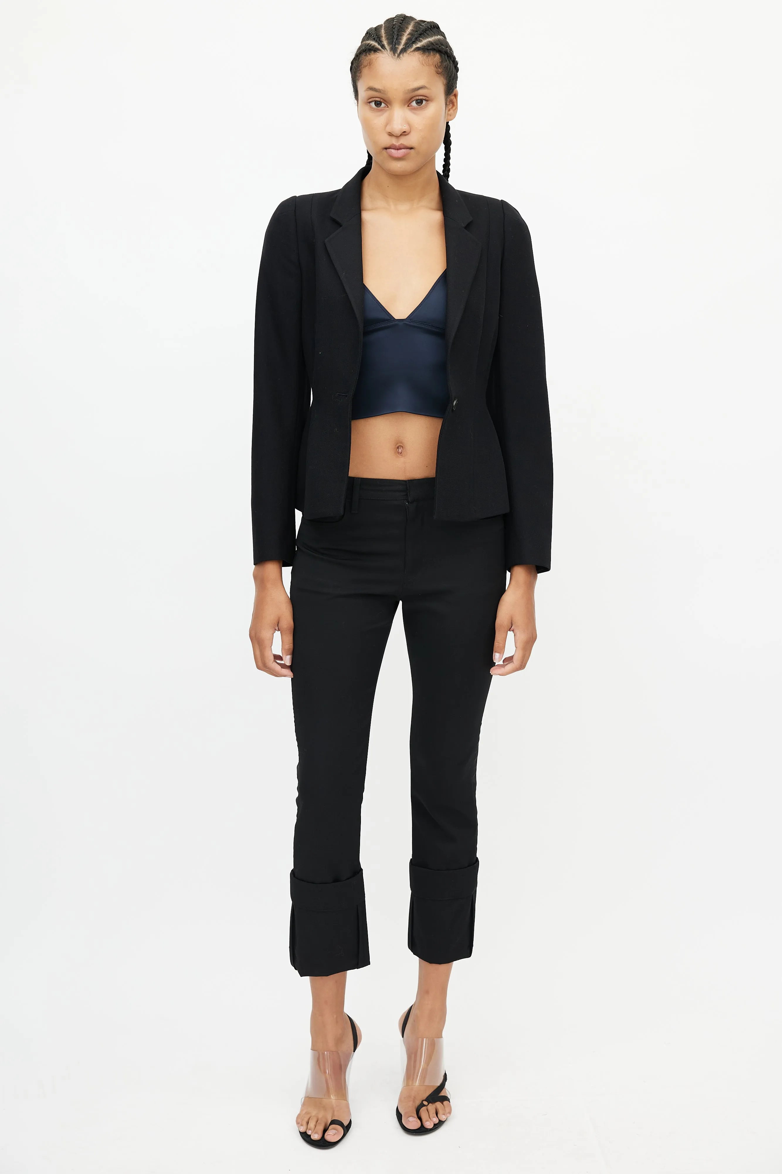 Black Wool Darted Blazer