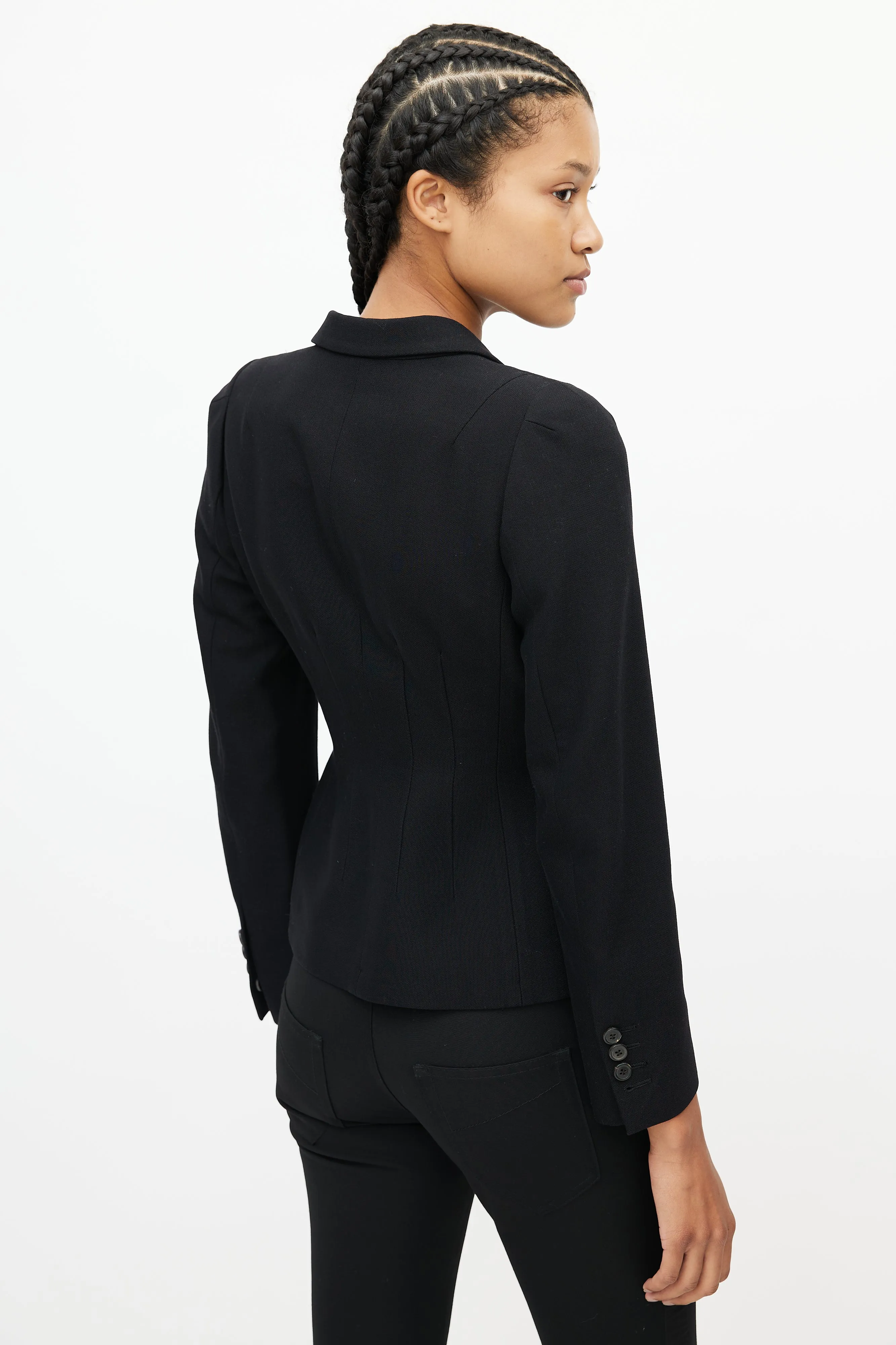 Black Wool Darted Blazer