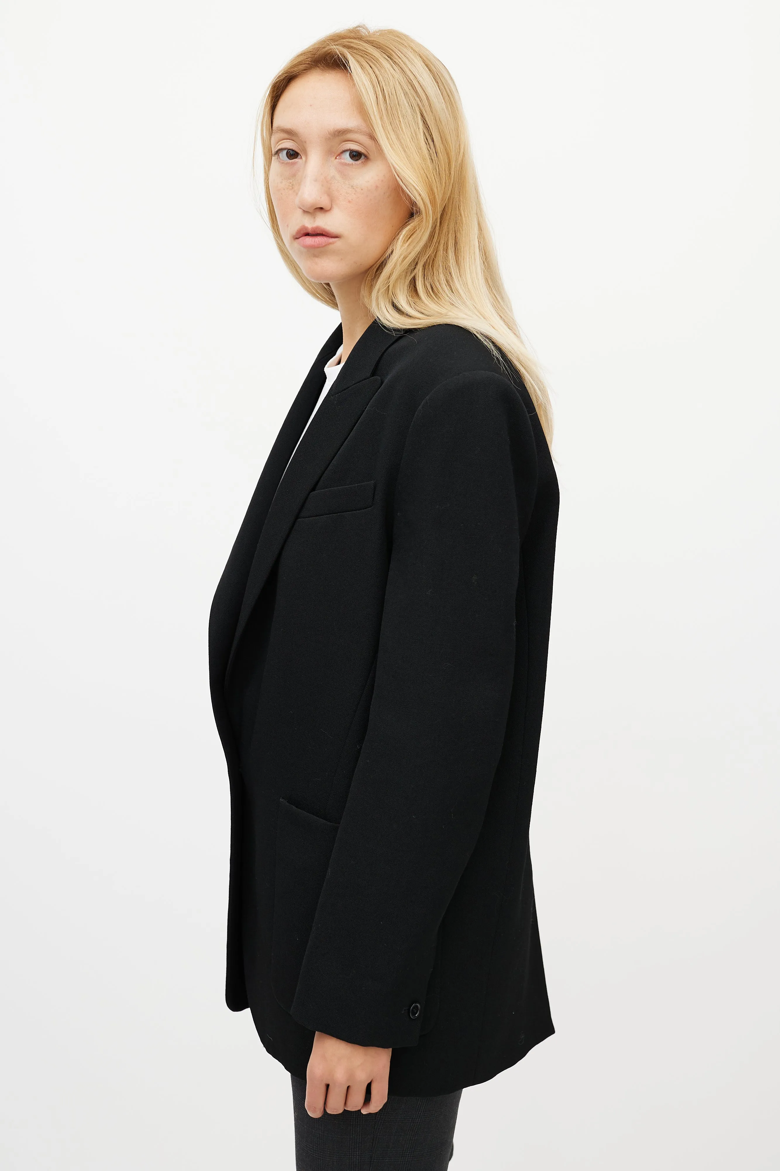 Black Wool Patch Pocket Blazer