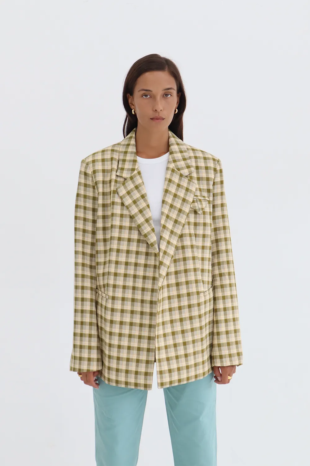 BLANCA Womens Samantha Blazer Green/Yellow Check