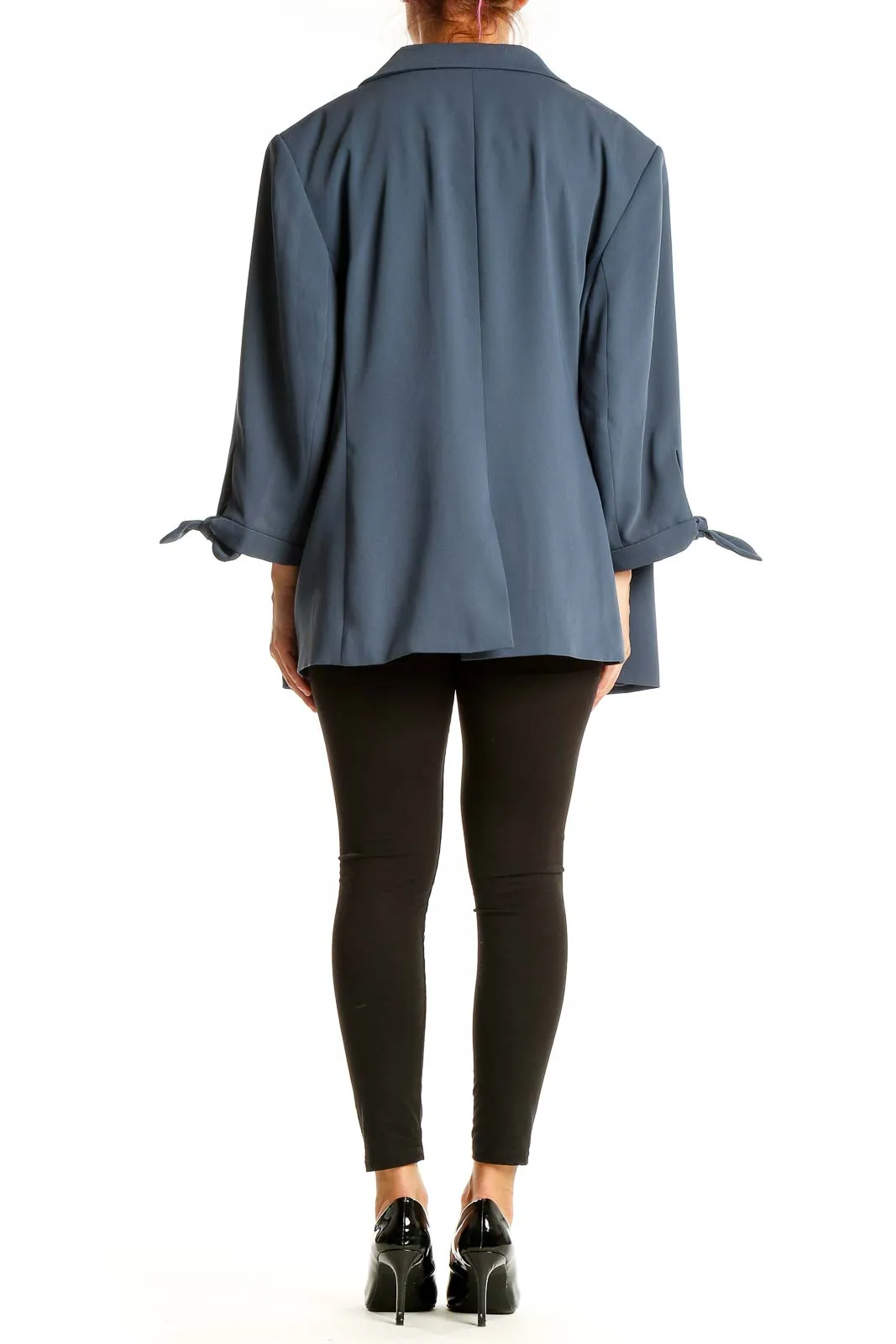 Blue Oversized Polyester Blazer
