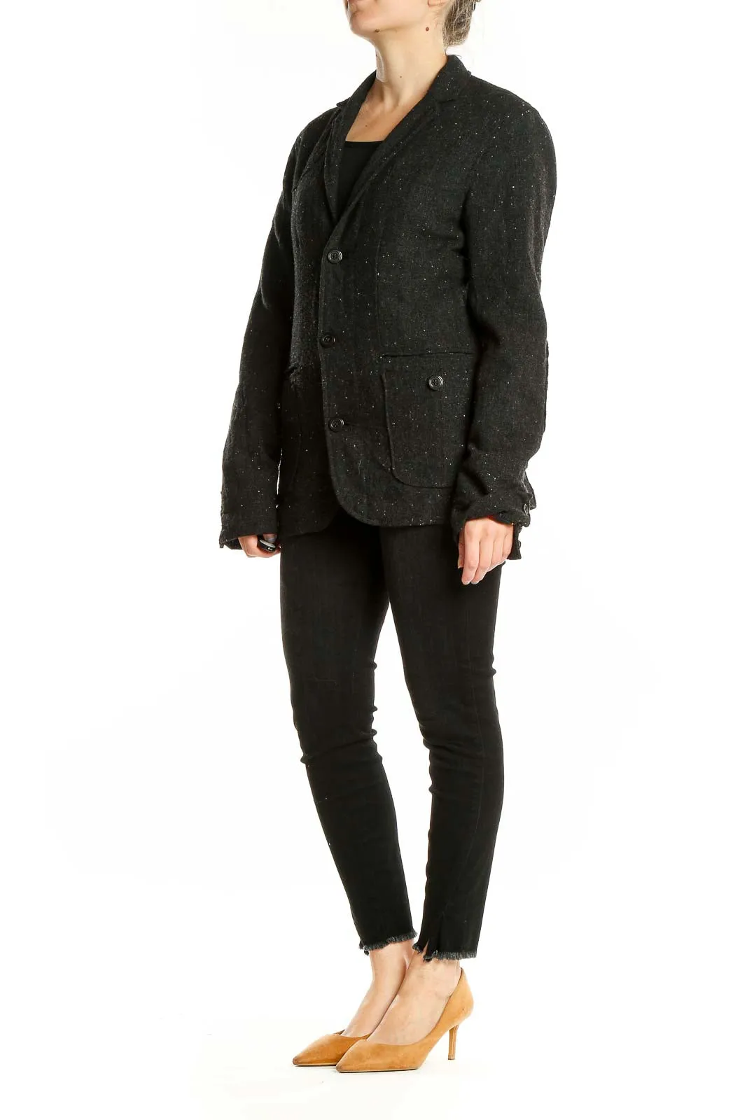Charcoal Speckled Wool Blend Blazer