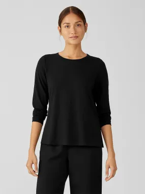 Eileen Fisher Stretch Jersey Knit Crew Neck Top in Black