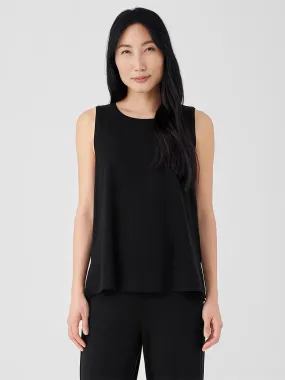 Eileen Fisher Stretch Jersey Knit Jewel Neck Shell in Black