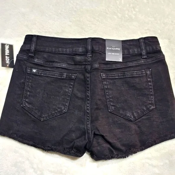 Jean Shorts | Flip Sequin Covered Front Black Back Low Rise Raw Hem 3