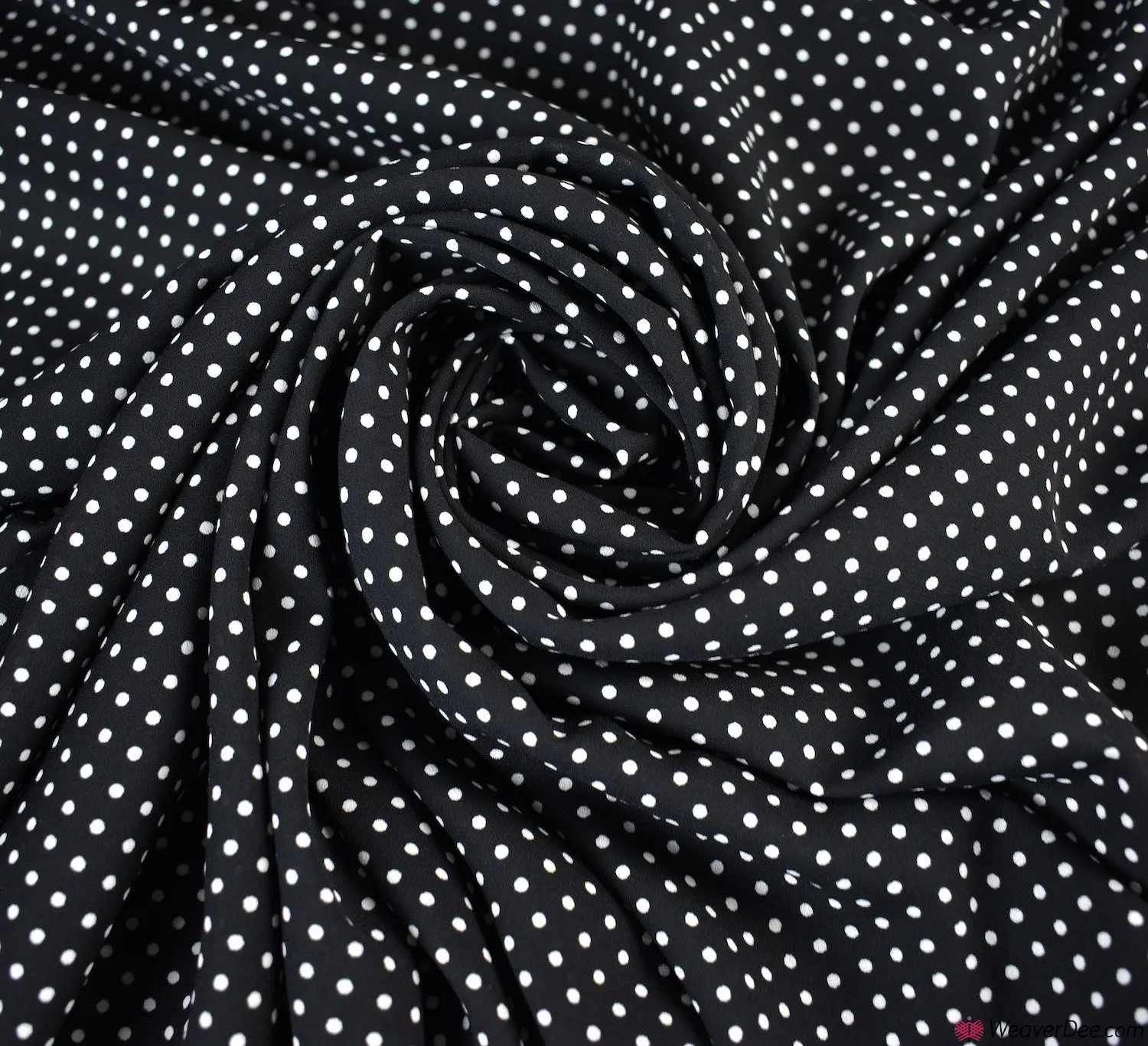 Pin Spot Georgette Fabric - Black / Ivory