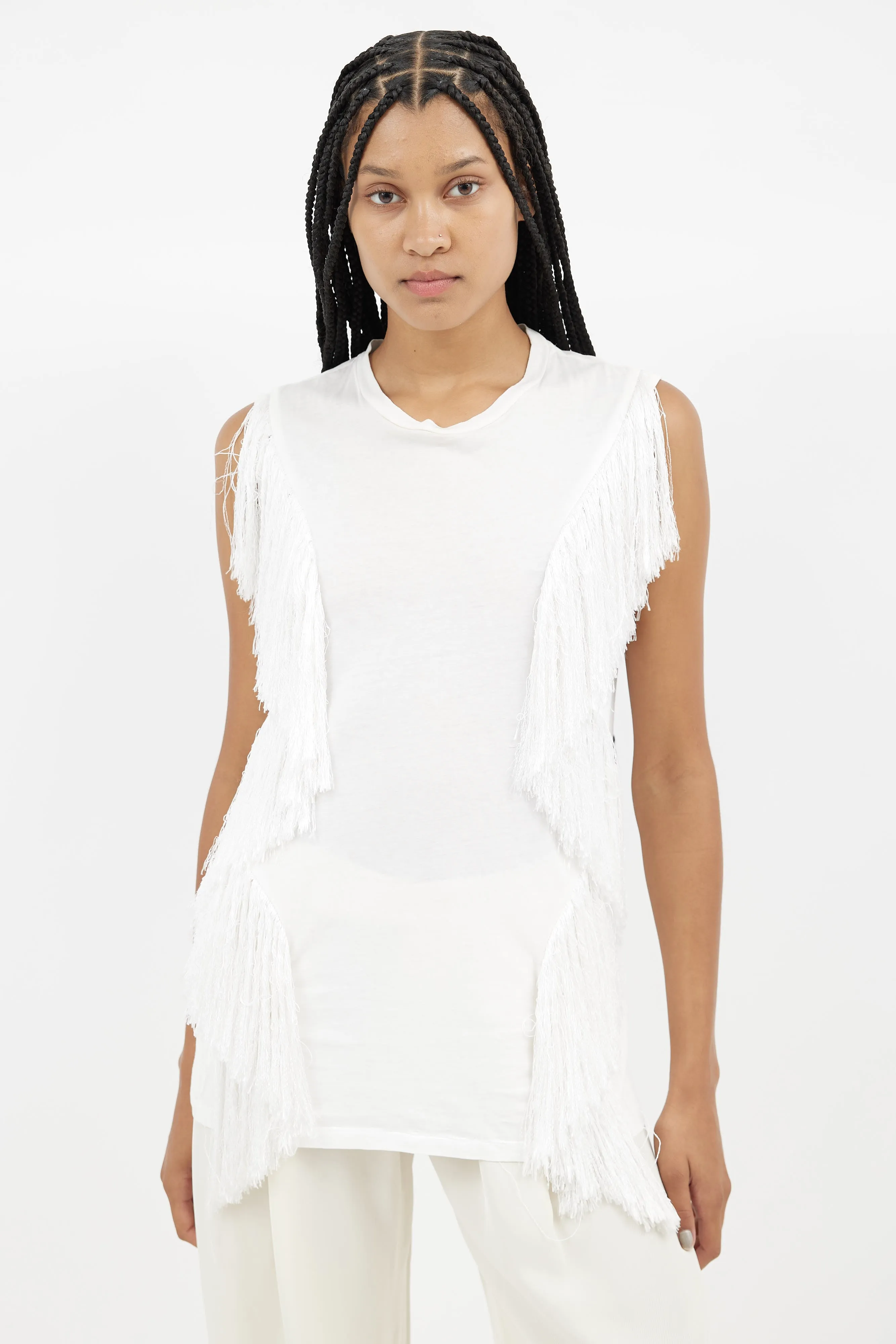 SS 2013 White Zone Fringe Tank