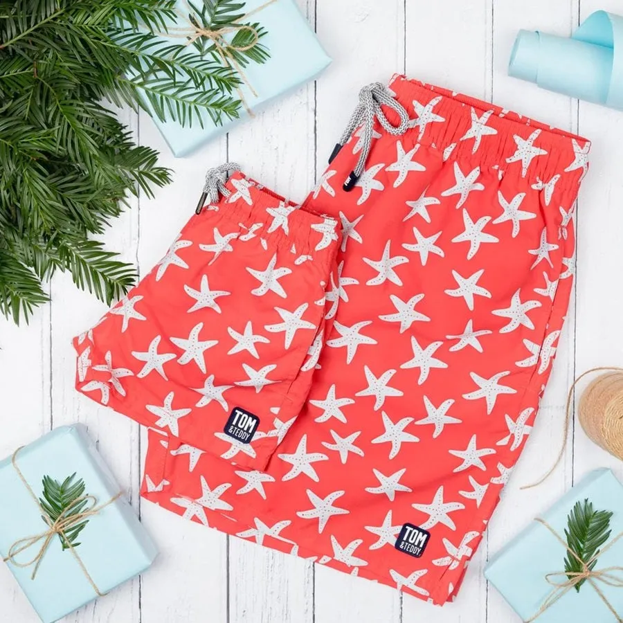 Tom & Teddy Starfish Men Swim Shorts STFRB - Rose/ Blue