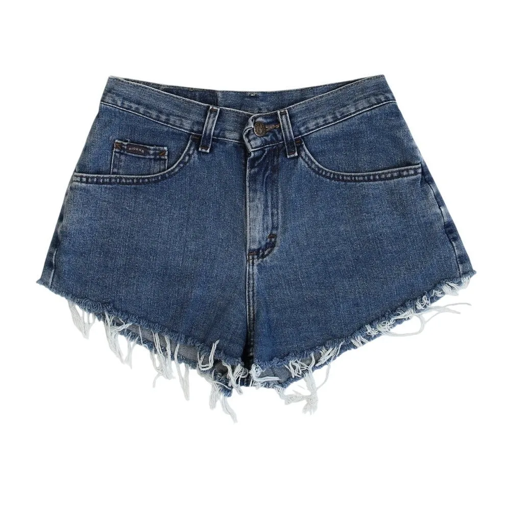Vintage 90s Dark Wash Mid Rise Distressed Shorts