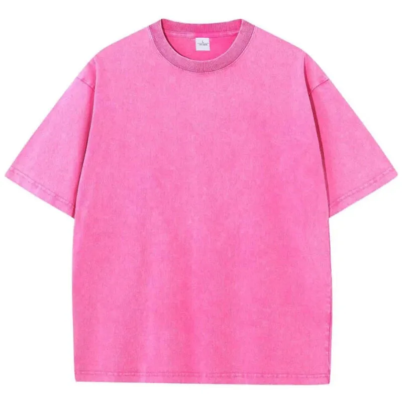 Washed T shirt for Men Cotton Loose O-Neck Oversized Tee Men's Tops
