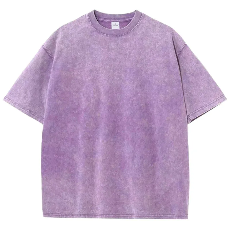 Washed T shirt for Men Cotton Loose O-Neck Oversized Tee Men's Tops