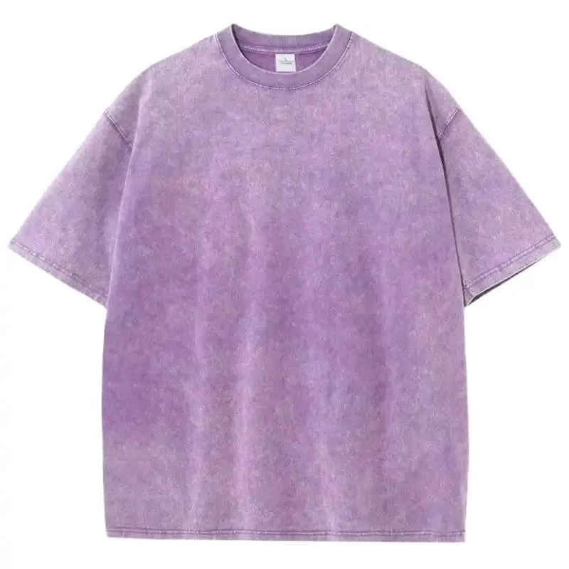 Washed T shirt for Men Cotton Loose O-Neck Oversized Tee Men's Tops
