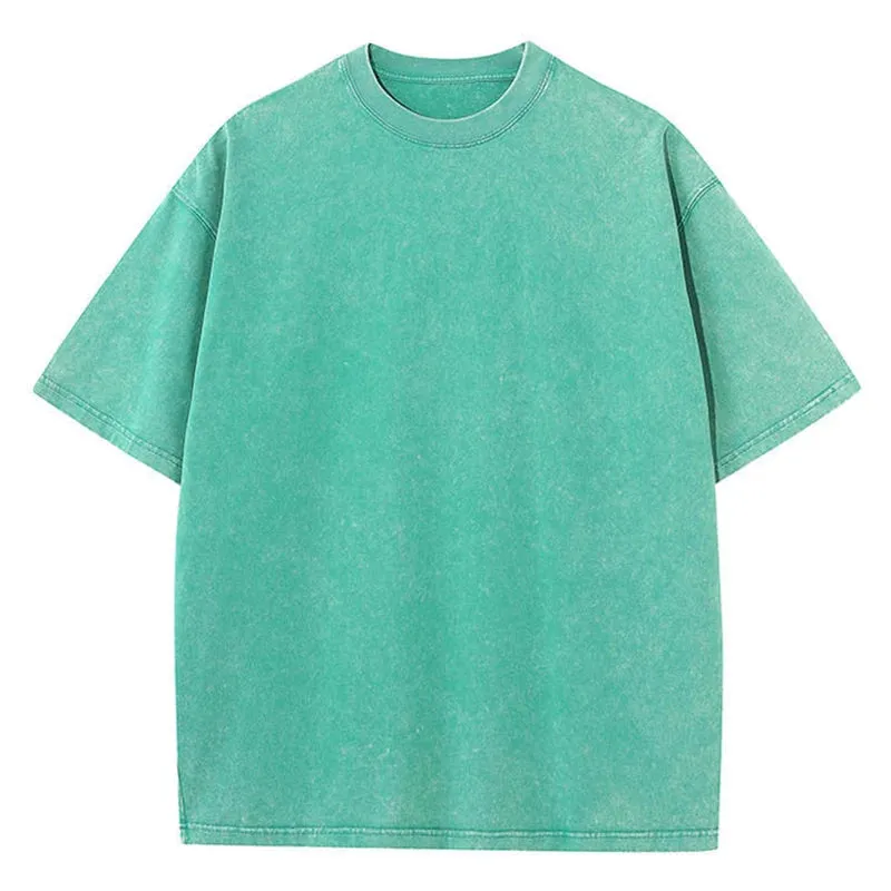 Washed T shirt for Men Cotton Loose O-Neck Oversized Tee Men's Tops