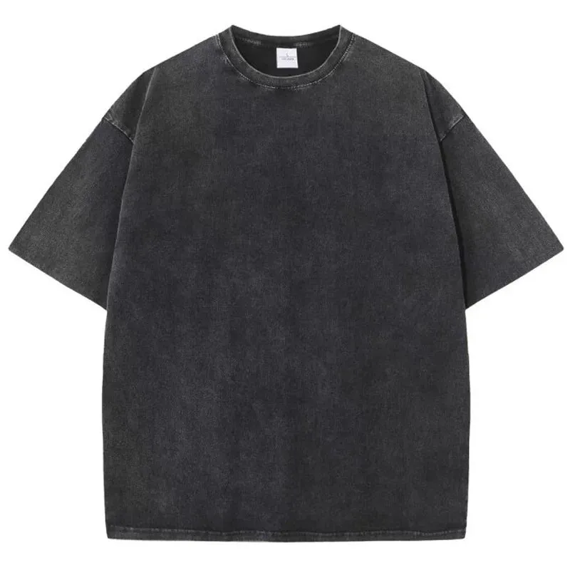 Washed T shirt for Men Cotton Loose O-Neck Oversized Tee Men's Tops